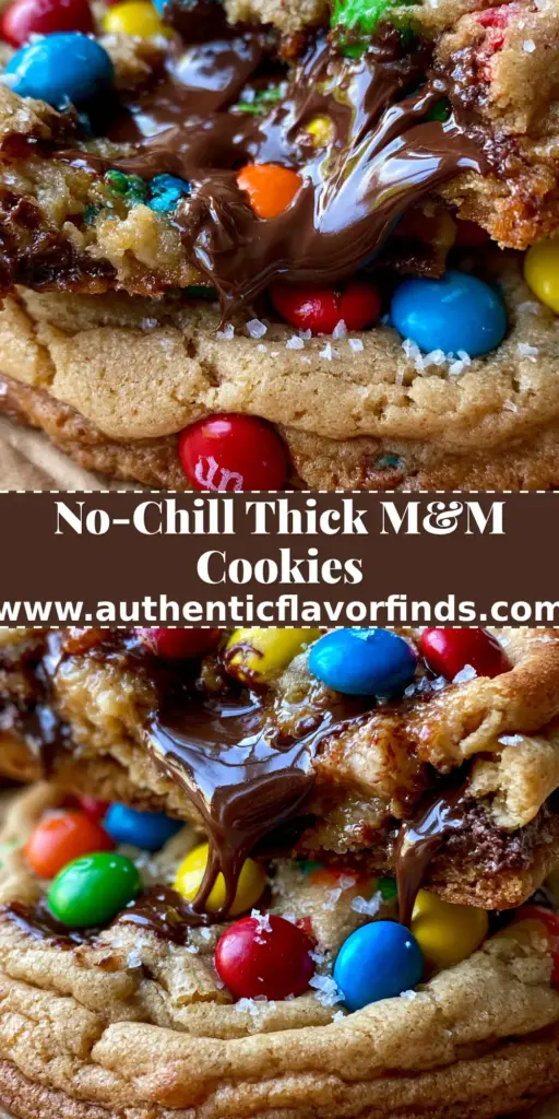 A stack of two ultra-thick bakery-style M&M cookies with melted chocolate pools and vibrant candies on wrinkled parchment paper.