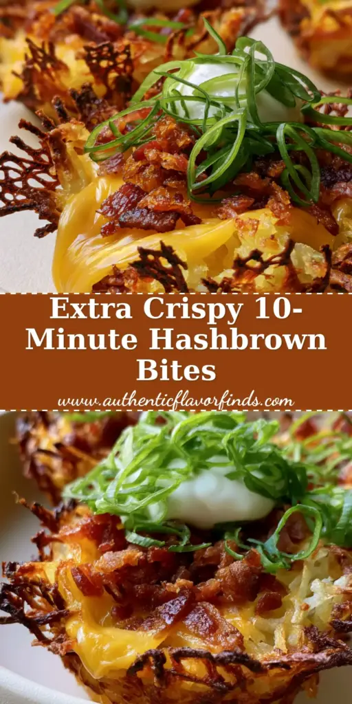 A close-up shot of crispy loaded hashbrown bites topped with bacon, cheese, and sour cream on a white plate. (loaded hashbrown bites)