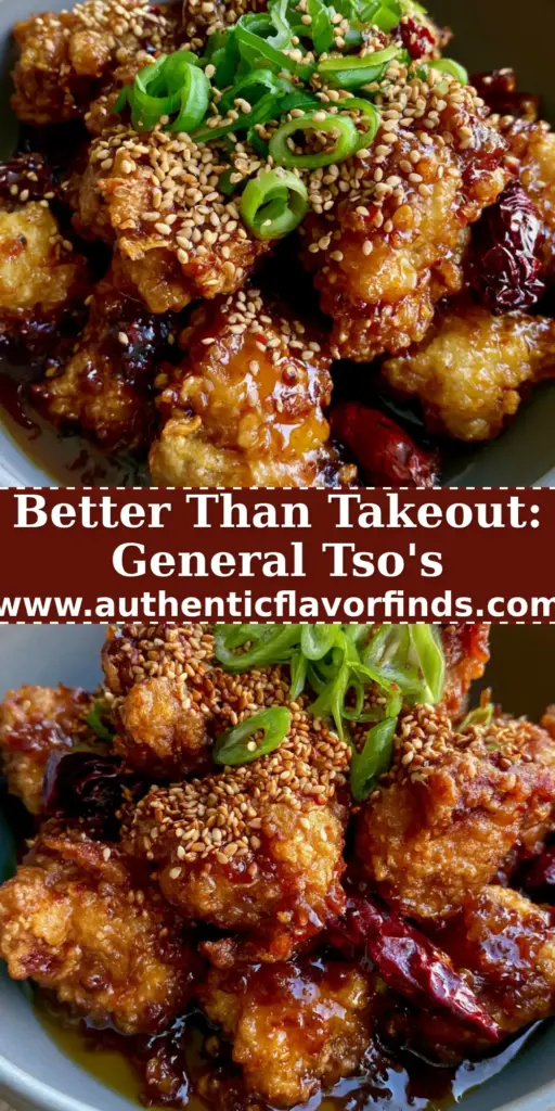 A close-up heap of extra-crispy General Tso's Chicken in a bowl with sesame seeds and scallions.