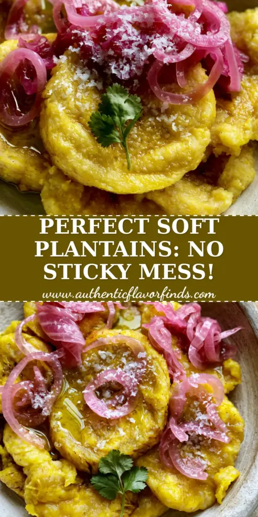 A rustic bowl of Boiled Green Plantains topped with translucent pickled red onions and fresh cilantro on a stone background.