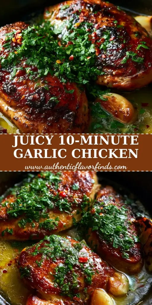 A top-down view of succulent golden-seared chicken breasts in a cast iron skillet with garlic butter sauce, parsley, and red chili flakes. (Chicken dish)