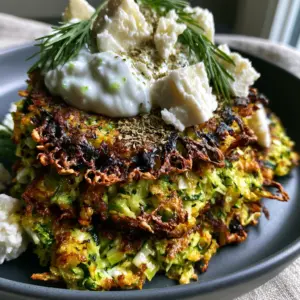 Extreme close-up of Greek Zucchini Fritters showing charred lacy edges and vibrant green scallions.