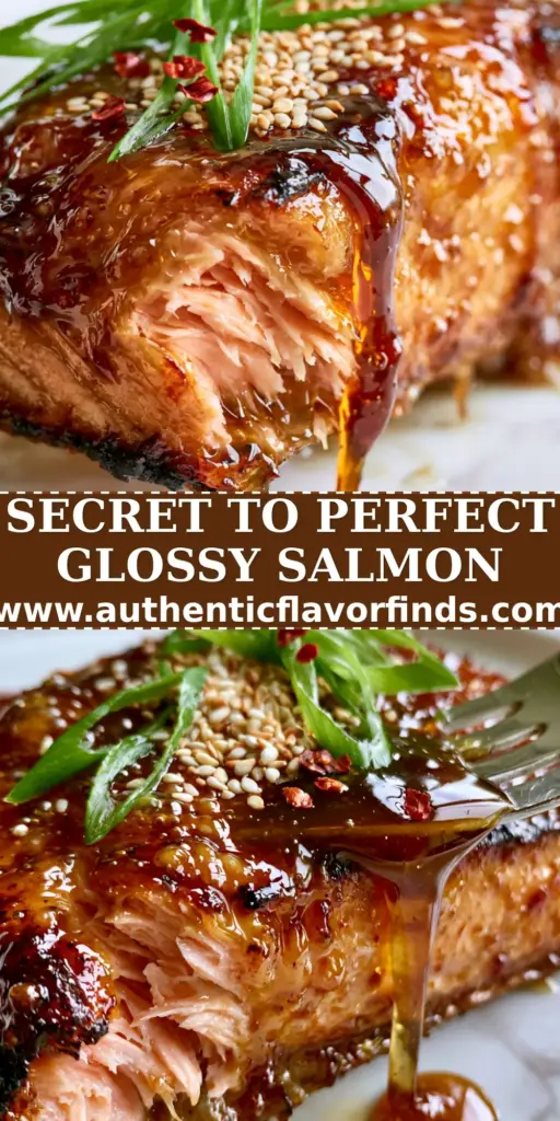 A close-up of a honey garlic salmon marinade being brushed onto a thick Atlantic fillet, showing a reflective amber glaze. (salmon marinade)