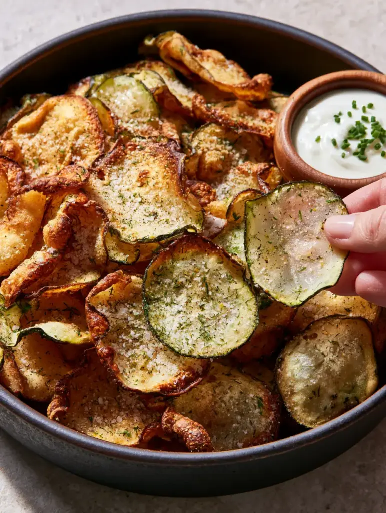 Detailed macro shot of brittle cucumber chips showing glass-like texture and ranch seasoning powder. (cucumber chips recipe)